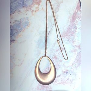 ALEXIS BITTAR Long 30” hand-carved & hand painted Warm Grey Lucite Open Pendant